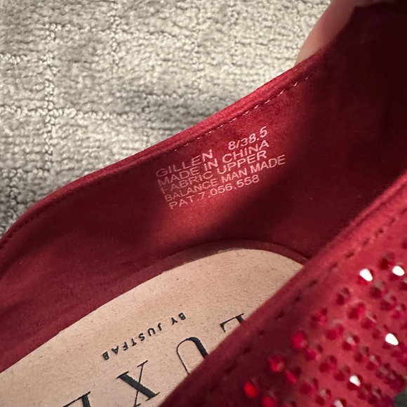 5 Inch Red Rhinestone Mary Jane Pumps Size 8 Luxe by Justfab - Picture 4 of 4